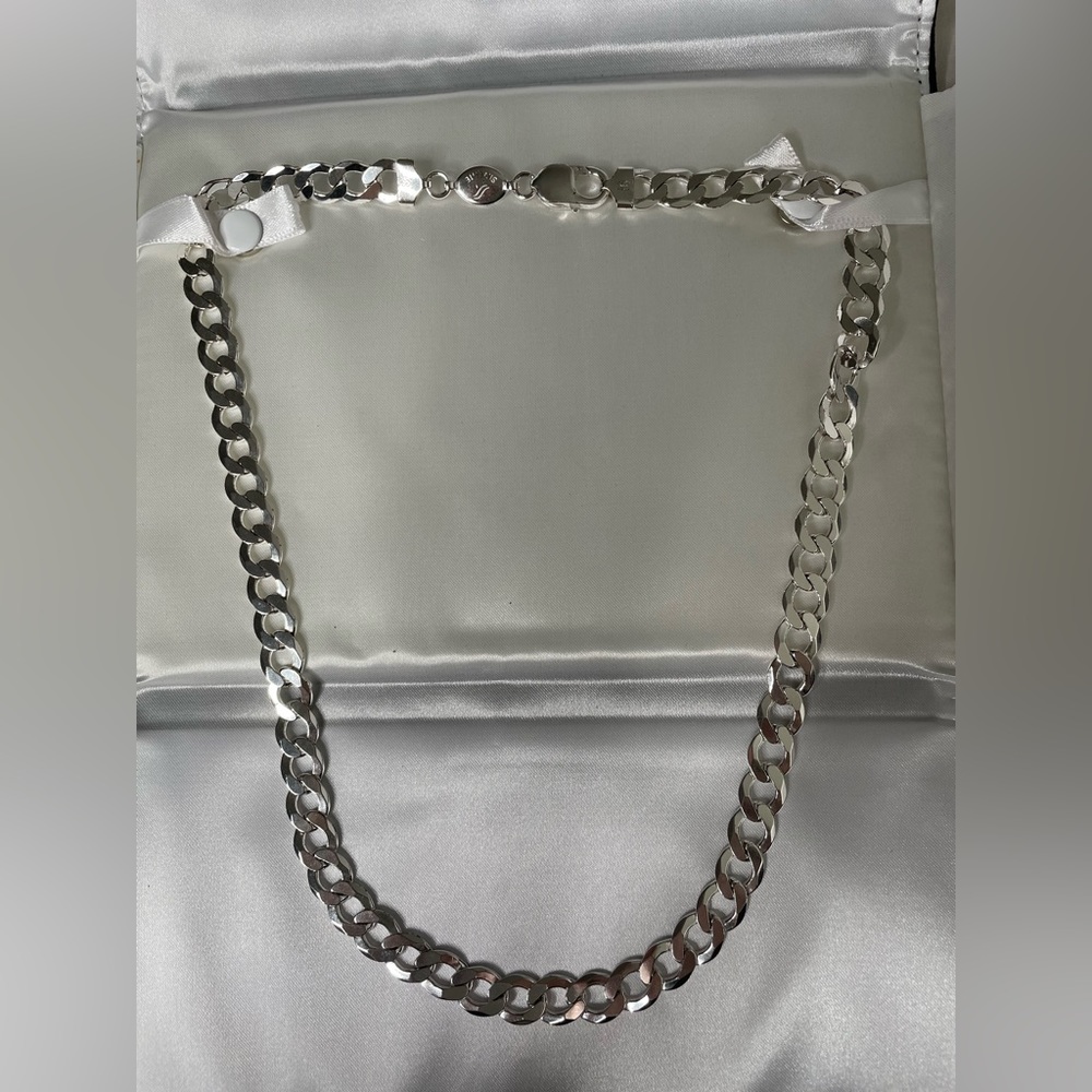 Men’s Curb Chain Necklace Sterling Silver 22” Length
